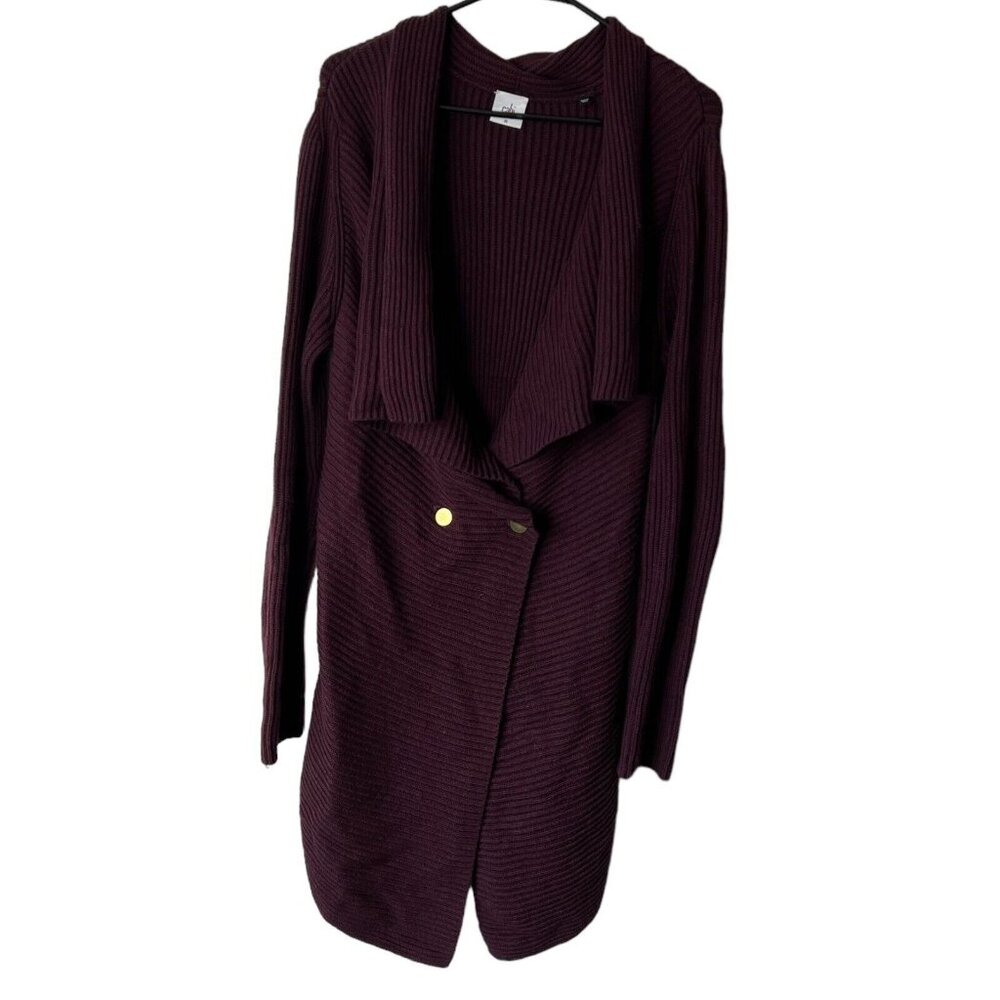 Cabi Womens Cardigan M Purple Mauve Grape Regal Button Closure Long Sweater Long - Picture 1 of 9